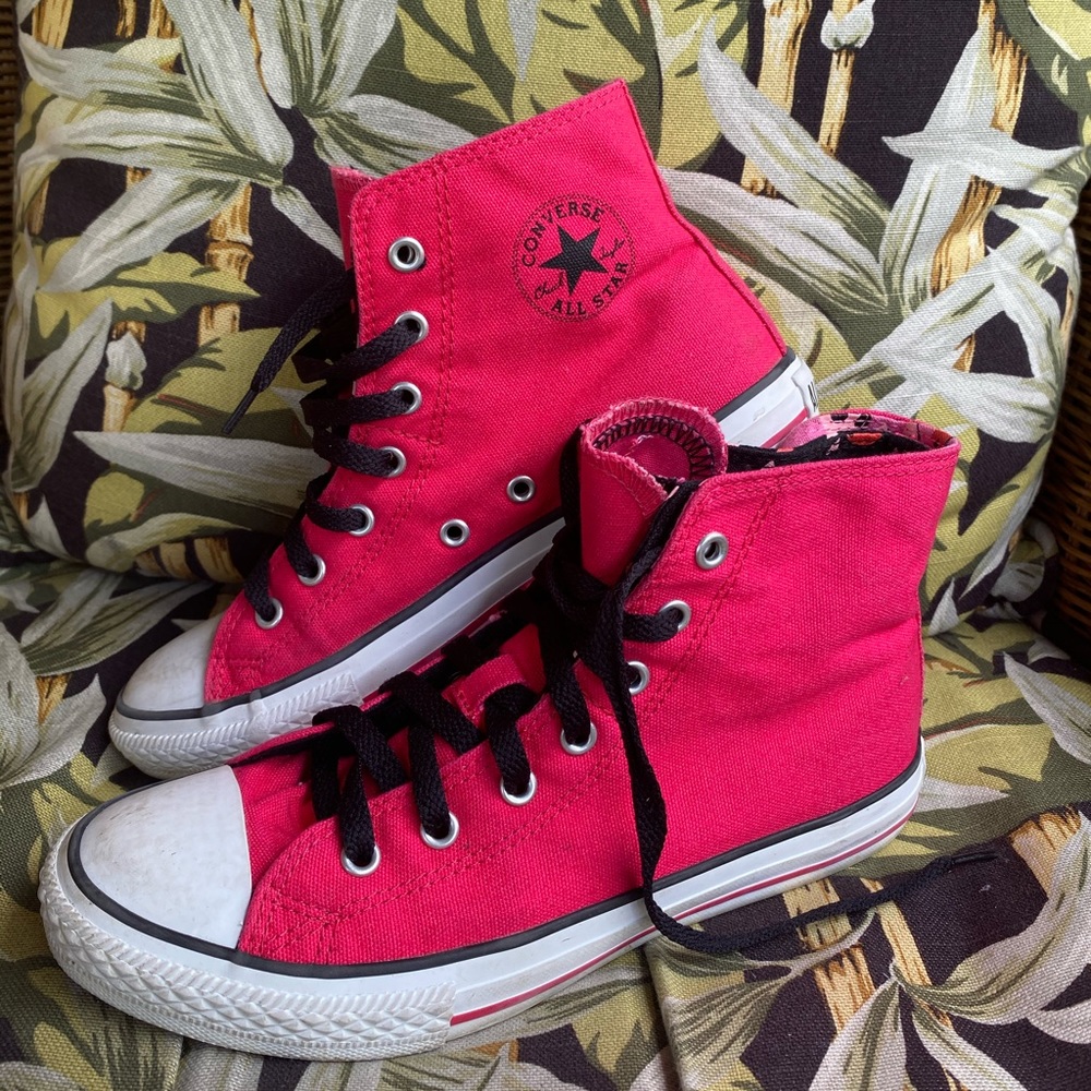 Converse high top, hot pink sneakers
